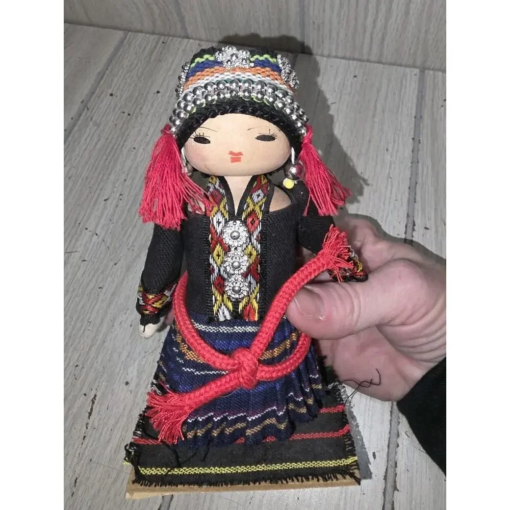 Vintage National Minority Of China Doll Bamboo And Wood China Provinces